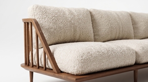 Modern Durable Comfortable Fabric <b>Sofa</b> Padded Arms <b>Wooden</b> <b>Frame</b> Three Seat Square Scandinavian Style Living Room Hotel Furniture - Product Image 3