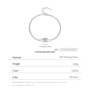 Simple Style 925 Sterling Silver Moissanite <b>Bracelet</b> for Women Shiny Round Pendant Cable Chain <b>Bracelet</b> Rhodium Plated - Product Image 5