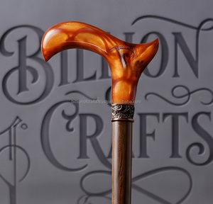 Artistic <b>Resin</b> Walking Stick Irregular <b>Sculpted</b> Handle Green Marbled Finish Handmade Cane For Art Collectibles - Product Image 3