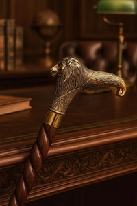 Bâtons de marche rustiques modernes en bois naturel écologique avec poignée en laiton poli, idéaux pour les cadeaux - Product Image 2