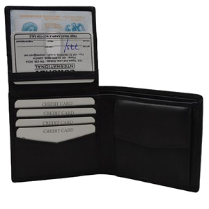 Bifold Genuine Leather Men's <b>Wallet</b> with Credit <b>Card</b> Slots and ID Window 6 Inch Black - Product Image 5