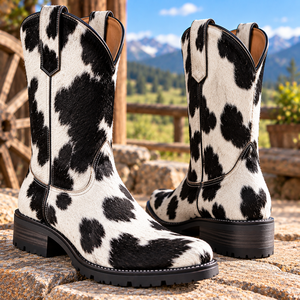 Bottes de cowboy western en cuir de vache véritable à poils pour hommes et femmes |   Bottes Vaqueras Artisanales |   Bottes en cuir western |   Cuir - Product Image 5