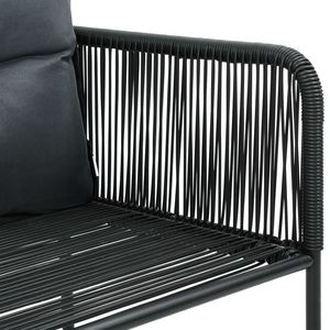 Set di 2 sedie da pranzo in rattan PE nero, mobili da giardino resistenti - Product Image 4