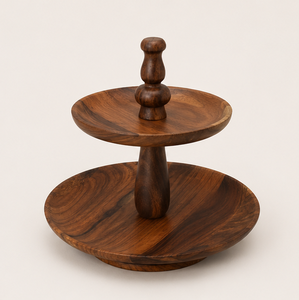 Modern 2 Tier Solid Acacia Wood Cake <b>Stand</b> Handcrafted Tiered <b>Cupcake</b> <b>Stand</b> for Wedding Parties Home Decor & Dessert Display - Product Image 1