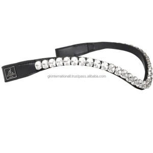 รูปทรงคลื่น ทุกขนาด สายคาดคอหนังม้าควายแท้หนา ออกแบบด้วยสายคาดคอคริสตัลเพชร 1 แถว - Product Image 3