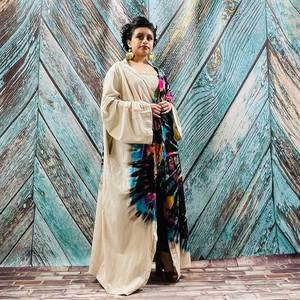 Traditionnel Tie Dye Motif Kimono Veste Bohème Festival Surdimensionné Veste Dentelle Garniture Femmes Kimono Longue Kimono Robe - Product Image 6