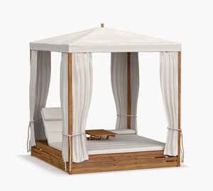 Lit de repos de luxe en teck pour extérieur, chaise longue de piscine, lit à baldaquin pour patio et jardin, mobilier de villa de villégiature - Product Image 3