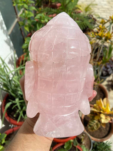 Rose Quartz <b>Buddha</b> <b>Head</b> Statue Hand Carved Crystal Sculpture OEM ODM Manufacturer Environmentally Friendly Feng Shui Religious - Product Image 4