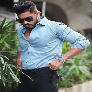 เสื้อเชิ้ตผ้าฝ้ายแท้สำหรับผู้ชาย, เสื้อ100% แขนยาวเสื้อมีกระดุมเป็นมิตรต่อสิ่งแวดล้อมติดโลโก้ออกแบบได้ตามต้องการ - Product Image 2