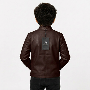 Classic premium kids <b>leather</b> <b>jacket</b> with soft comfort durable stitching modern fit and reliable warmth for every adventure - Product Image 5