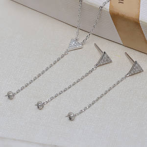 ชุดเครื่องประดับเงินแท้ S925 รูปทรงสามเหลี่ยม พร้อมไข่มุก สายโซ่ DIY อุปกรณ์เสริม พร้อมต่างหูหยกแบบห้อย แฟชั่น หมวดหมู่สินค้า 3278 - Product Image 2