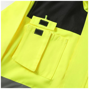 Custom Logo Hi Vis Reflective Safety Clothing Low MOQ Heavy Duty Multiple Pocket Fluorescent Yellow <b>Worker</b> Field <b>Jacket</b> Uniform - Product Image 5