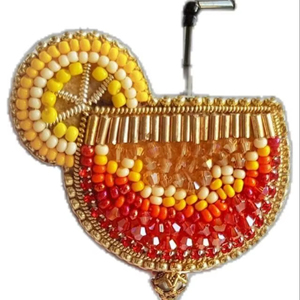 Ornement suspendu en acier inoxydable argenté, fait main, avec breloque cœur perlée, brodé de cristaux et strass, orné de perles et de paillettes en tissu, pour mariage - Product Image 1