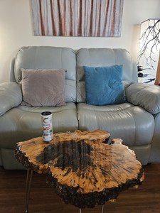 Handcrafted Live Edge Wood Slab Table with Blue Epoxy Resin Outdoor Rustic Furniture <b>Decoration</b> Irregular Shape Durable - Product Image 3