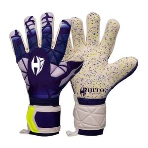 Top Quality Soccer <b>Goalkeeper</b> <b>Gloves</b> Front Palm Aqua Latex Backhand Mesh Latex And Rubber Inject Negative Roll Attached Strap - Product Image 5