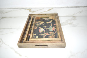 Set of 3 Customized Mango Wood Serving tray For <b>Restaurant</b> & <b>Hotel</b> <b>Supplies</b> serving Tray With Enamel Finished With Best Quality - Product Image 6