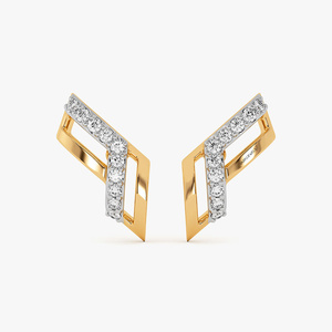 Pendientes de Diamantes Geométricos en Forma de V Chapados en Oro de Lujo para Mujer, Joyería Moderna, Oro de 18K, 14K, 10K, Plata 925, 935 - Product Image 2