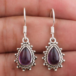 Boucles d'oreilles clous en améthyste violette naturelle, qualité AAA, pierre de naissance de février, bijoux fins pour femme, cadeau de mariage, pierre précieuse certifiée - Product Image 2