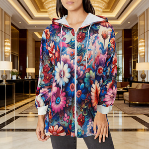 Oferta en Sudadera con Capucha y Cierre para Mujer de Temu, Diseño Floral, Manga Larga, Ligera, con Cordón Ajustable para Uso Diario - Product Image 6