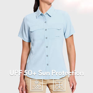 Chemises de pêche élégantes en tissu pour femmes, respirantes, en polyester et élasthanne, vêtements de sport pour femmes - Product Image 3