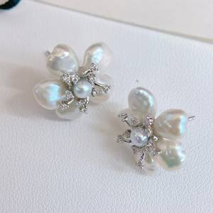 Petites perles d'eau douce naturelles de forme baroque, irrégulières, en forme de fleur, cassées, boucles d'oreilles, vente en gros, vente au détail, véritable accessoire en perles - Product Image 5
