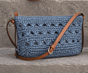 Bohemian Crochet Crossbody Bag Summer Style Flap Closure Women's <b>Mini</b> Bag Tan Woven Shoulder Purse - Product Image 4
