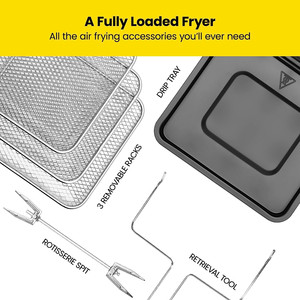 CHEFMAN เครื่องทอดลมร้อนดิจิตอลอเนกประสงค์+ เครื่องย่างแบบหมุน, เครื่องอบแห้ง, เตาอบแบบพาความร้อน, หน้าจอสัมผัส 17 ปุ่มตั้งค่าล่วงหน้าสำหรับทอด, อบ - Product Image 3