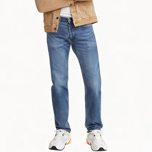 Men's <b>Light</b> Blue Straight Leg Jeans Washed Casual Versatile Pants Daily Commute Slim Fit Comfort Breathable <b>Trousers</b> Wholesale - Product Image 2