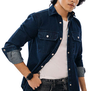 Chemises en jean imprimées style western pour hommes grandes tailles, chemises en coton tricoté à manches longues, chemises de style western pour hommes en gros - Product Image 6