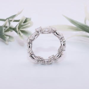 Anillo de Eternidad de Oro Blanco Sólido con Diamantes Cultivados en Laboratorio en Forma de Marquise y Oval, Anillo de Boda Apilable de Múltiples Formas, Joyería Fina para Regalo - Product Image 4