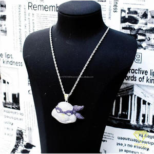 Pendentif Moissanite Diamant Personnage Masqué Iced Out en Argent Sterling 925, Collier Hip Hop Violet et Blanc, Bijoux - Product Image 2