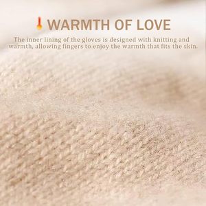 ถุงมือหนังสำหรับผู้หญิง ถุงมือแฟชั่นบุผ้าแคชเมียร์แบบสัมผัสหน้าจอได้ อุ่นสบาย - Product Image 4