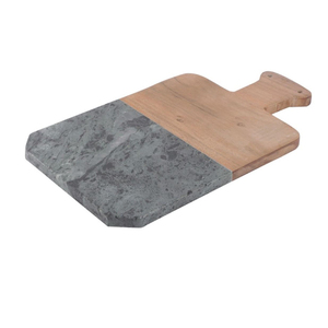 Handcrafted Marble And Acacia Wood Chopping Board Luxury Grey Marble Cutting Board With Rope Handle For Cheese Bread Board - Product Image 4