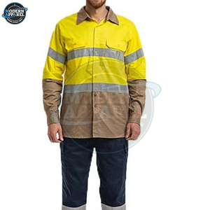 Custom Logo Cotton Road Coal Mechanic Industrial Construction <b>Worker</b> Security Reflective Safety Work <b>Shirt</b> - Product Image 4