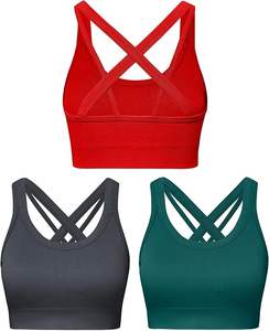 Soutien-gorge de sport court pour femme 2025, grande taille, écologique, respirant, maintien élevé, séchage rapide, en nylon, couleur unie, pour yoga et course à pied - Product Image 1