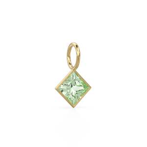 Prasiolita 5mm, colgante de oro macizo amarillo de 14k con engaste para joyería / Piedra de nacimiento de febrero / Amatista verde talla princesa - Product Image 3