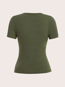 Camisetas de Verano para Mujer, Manga Corta, Multicolor, Estampado de Diamantes de Imitación, Transpirables, Casuales, 100% Algodón - Product Image 3