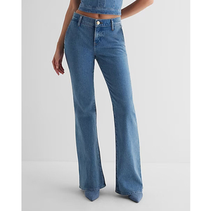 Pantalones de Algodón de Alta Calidad para Mujer, Estilo Casual, Largos hasta el Tobillo, Vaqueros con Bonitos Botones Plateados y Bordados, Lavados - Product Image 1