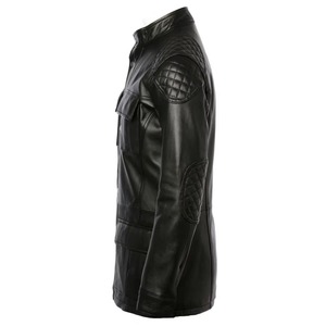 Chaqueta Acolchada con Capucha Unisex de Cuero Auténtico, Tejido de Lona, Resistente al Viento, Estilo Motociclista, de Alta Calidad - Product Image 3