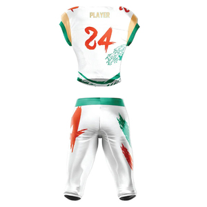 Ensemble de maillot et pantalon de football américain personnalisable pour homme, blanc, vert, rouge, sublimé, style ajusté, service OEM - Product Image 3