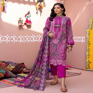 High Quality 3-Piece Embroidered Ladies' Pakistani Suit Unstitched <b>Party</b> Wear Includes Shirt Dupatta Trouser Breathable Long - Product Image 2