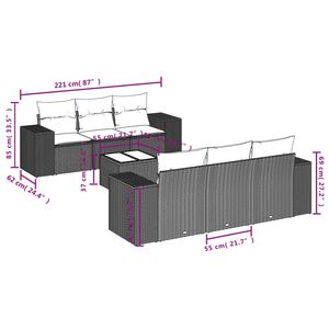 ชุดโซฟาลานบ้านหวายโพลีสีดำ 7 ชิ้นพร้อมเบาะรองนั่ง ชุดสวนสวยหรู - Product Image 3