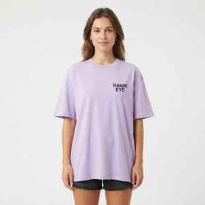 Camiseta de Algodón Lila para Mujer, Corte Holgado, Cuello Redondo, Manga Corta, Informal, con Logotipo Estampado, Transpirable, para Primavera/Verano - Product Image 5