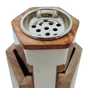 Quemador de Incienso Hexagonal de Madera y Metal al por Mayor, Incensario Plateado de Lujo, Moderno, Natural, para Mesa, Hogar, Oficina, Decoración de Ramadán - Product Image 6