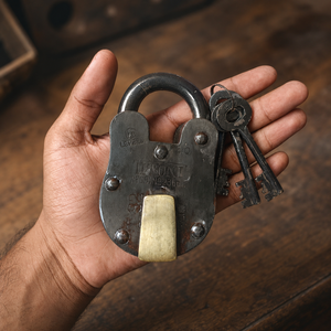 SHUBHAM Vintage Iron Brass Pad <b>Lock</b> Keyed Safety <b>Latch</b> <b>Lock</b> with 3 Keys for Outdoor Door Security - Product Image 2