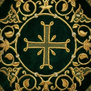 Badge d'église brodé en velours vert, ornement à pompon Sainte Trinité avec fermoir papillon pour la décoration de vêtements de mode - Product Image 4