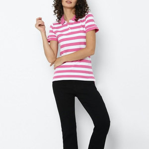 ZABEX SPORTS Polo en tissu doux pour femme, vêtement décontracté quotidien, polo ajusté pour femme, haut tricoté à rayures tendance - Product Image 2