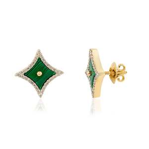 18K White Gold Ruby and Sapphire Stud Earrings with Sparkle Geometric Design - Product Image 6
