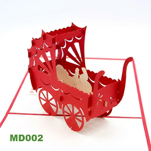Custom <b>Handmade</b> 3D Pop-up Greeting Cards High Quality Gloss Varnishing Kraft <b>Paper</b> Offset UV Printing Model, Baby Cariage. - Product Image 3