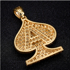 Custom 925 <b>Silver</b> Moissanite Diamond Gold Plated Spike Initial Alphabet Letter ACE Spades Poker Pendant Iced Hip Hop Men's Party - Product Image 3